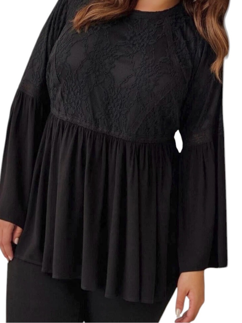 TORRID Peplum Lace Bell Sleeve Whimsigoth Top